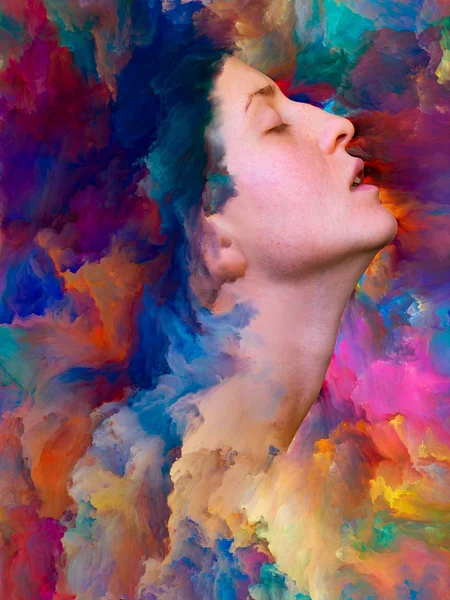 Series Background Composition Female Portrait Fused Vibrant Paint Subject Feelings — Stock Photo, Image