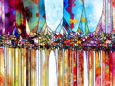 Vitray sonsuza dek serisi. Çizgiler, şekil ve renk desen tasarım, yaratıcılık ve hayal gücü bu konuda kompozisyon