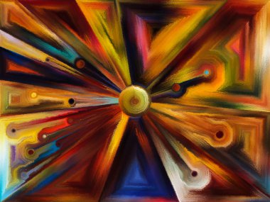 Vitray Revisited serisi. Uzay Bölümü ve tasarım, yaratıcılık ve modern sanat konusunda boyama öğe çalışma.