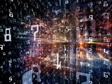 Dijital City serisi. Soyut tasarım yapılmış üç boyutlu Fraktallar ve bilgisayarlar, bilim, sanal gerçeklik ve modern teknoloji konu numaralarını