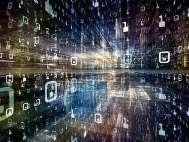 Dijital City serisi. Bilgisayar, bilim, sanal gerçeklik ve modern teknoloji zemin tasarımı üç boyutlu Fraktallar ve numaraları için çalışır