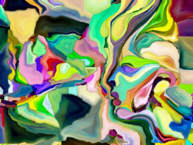 Lekeli Glass Forever serisi. Sanat, uzay bölünmesi ve tasarım konularında renk parçacıklarının, şekil kalıplarının ve sembollerin düzenlenmesi