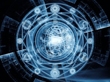 Sayısal bağlantı serisi. Tasarımınızı büyü, matematik ve gizli konuda tamamlayacak numarası ve fraktal geometri sembollerin fon