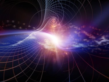 Numaralar Teknolojisi serisi. Teknoloji, bilim ve bilgisayar bilgisinin dünyasıyla mecazi ilişkisi olan rakamların, ızgaraların ve ışıkların bileşimi