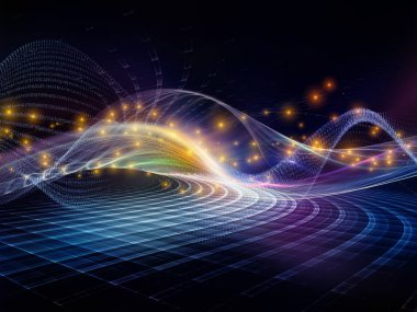 Teknoloji alanı serisi. Zemin oluşan dalgalar, Izgaralar ve ışıklar ve teknoloji, bilim ve bilgisayar bilgilerin dünya projelerde kullanıma uygun