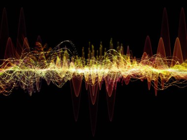 Dalga fonksiyonu serisi. Renkli sinüs titreşimler etkileşimi, ses ekolayzer, konu üzerinde öğeleri ışık ve fraktal müzik spektrum ve kuantum olasılık
