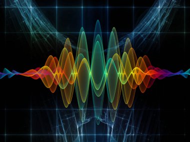 Dalga fonksiyonu serisi. Sanatsal arka plan yaptı renkli sinüs titreşimleri, ışık ve ses ekolayzer, projelerde birlikte kullanılması fraktal öğeleri için müzik spektrum ve kuantum olasılık