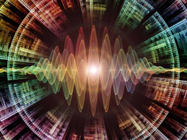 Dalga fonksiyonu serisi. Renkli sinüs titreşimlerin yaratıcı düzenleme, ışık ve fraktal elemanları kavramı mecaz ses ekolayzer, konuyla ilgili olarak müzik spektrum ve kuantum olasılık