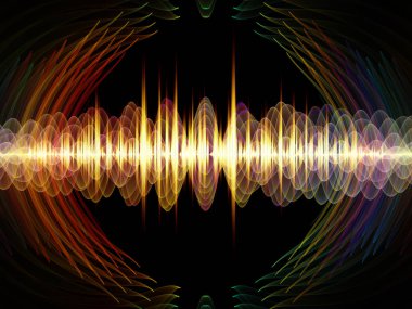 Dalga fonksiyonu serisi. Renkli sinüs titreşimlerin tasarlamak zemin, ışık ve fraktal elemanları üzerinde ses ekolayzer, Resimler için müzik spektrum ve kuantum olasılık