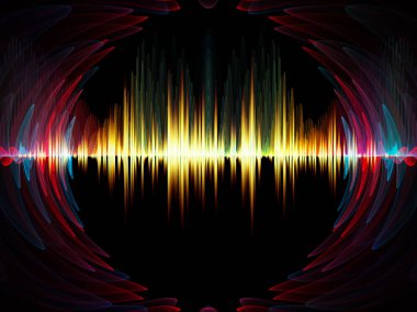 Dalga fonksiyonu serisi. Bileşimi renkli sinüs titreşimler, ışık ve ses ekolayzer, müzik projeleri için fon olarak hizmet etmek için fraktal öğeleri spektrum ve kuantum olasılık