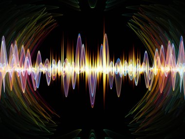 Dalga fonksiyonu serisi. Bileşimi renkli sinüs titreşimler, ışık ve ses ekolayzer, müzik projeleri için fon olarak hizmet etmek için fraktal öğeleri spektrum ve kuantum olasılık