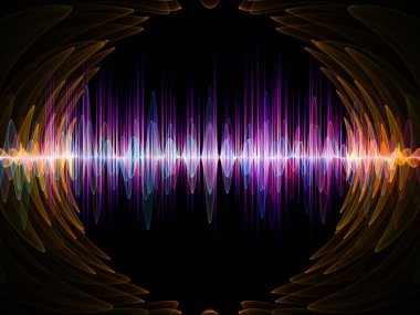 Dalga fonksiyonu serisi. Bileşimi renkli sinüs titreşimler, ışık ve ses ekolayzer, müzik projeleri için fon olarak hizmet etmek için fraktal öğeleri spektrum ve kuantum olasılık