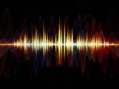 Dalga fonksiyonu serisi. Renkli sinüs titreşimlerin aranjman, ışık ve fraktal elemanları ses ekolayzer, projeler için fon olarak müzik spektrum ve kuantum olasılık