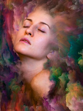 Dünya serisi. Duygular, duygular, iç dünya, yaratıcılık ve hayal gücü konularında kadın portresinin etkileşimi.