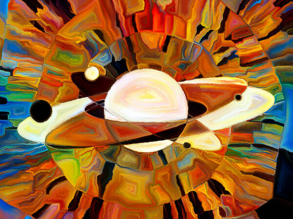 Stained Glass Forever series. Planet executed with multicolored mosaic pattern on the subject of astronomy, science and Nature.