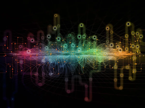 Serie Mundo Conectado Composición Diagramas Red Símbolos Alta Tecnología Patrones —  Fotos de Stock