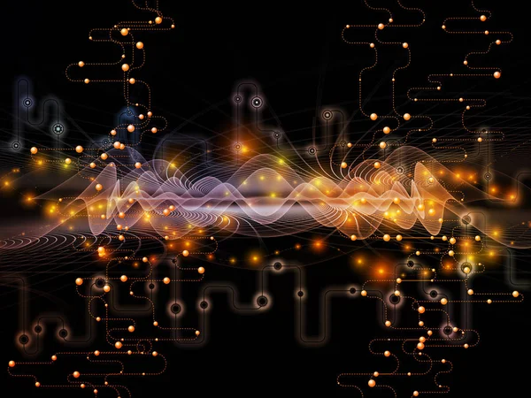 Připojené Světové Série Uspořádání Síťových Diagramů Tech Symboly Fraktální Vzory — Stock fotografie