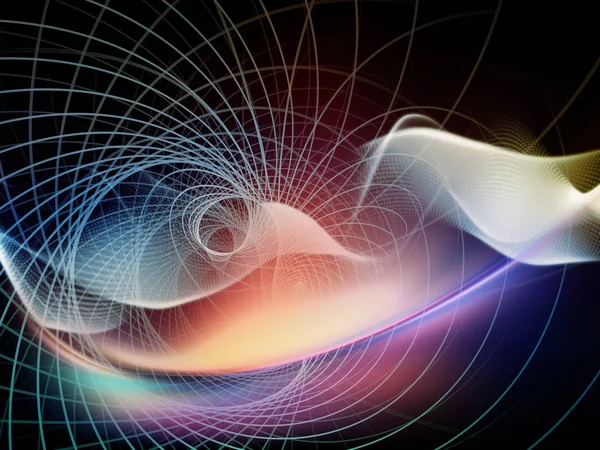 宇宙シリーズの技術 テクノロジー コンピュータ情報の世界に関する波 グリッド ライトで構成される芸術的抽象化 — ストック写真