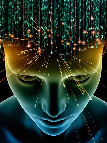 Elements Mind Series Illustration Human Head Symbols Technology Subject Science — Stock Photo, Image