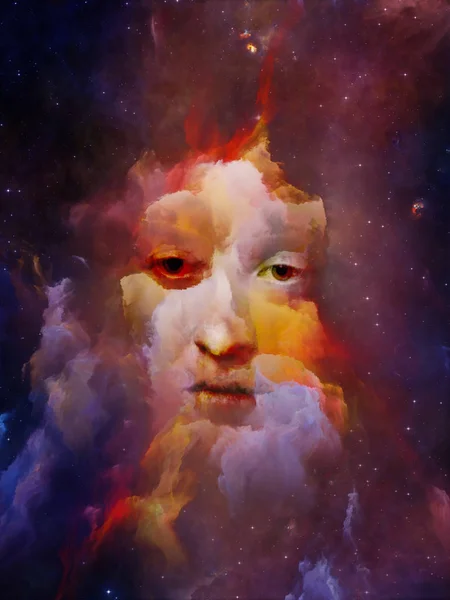 Universe Remember Series Arrangement Visage Femme Nébuleuse Des Étoiles Sur — Photo