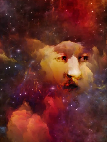 Universo Lembrará Nós Série Antecedentes Rosto Nebulosa Estrelas Mulher Sobre — Fotografia de Stock