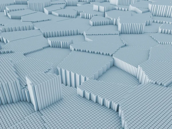 konuyla ilgili bilgisayar grafik çizimi için arka plan öğesi olarak fraktal gürültü ile bozuk uçak ilkel 3D render