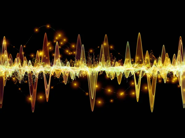 Wave Function series. Background design of colored sine vibrations, light and fractal elements on the subject of sound equalizer, music spectrum and  quantum probability