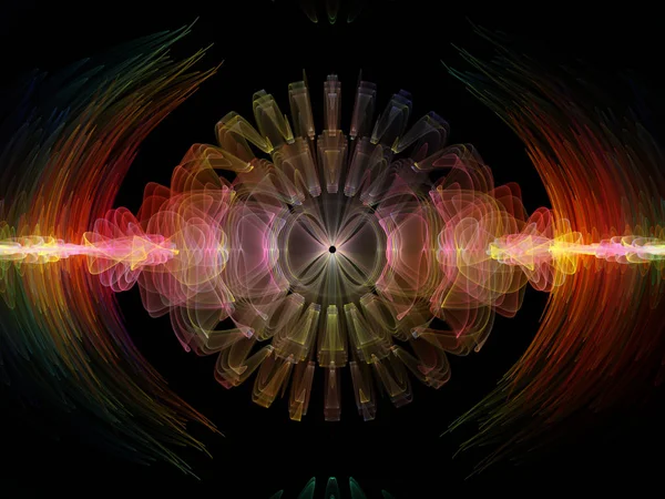 Wellenfunktionsreihen Hintergrundkomposition Aus Farbigen Sinusschwingungen Licht Und Fraktalen Elementen Zum — Stockfoto