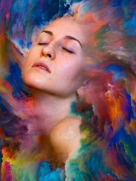 Her World Series Abstract Design Made Female Portrait Fused Vibrant — Stock Photo, Image