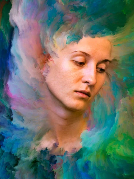Sua Série Mundial Composição Retrato Feminino Fundido Com Tinta Vibrante — Fotografia de Stock
