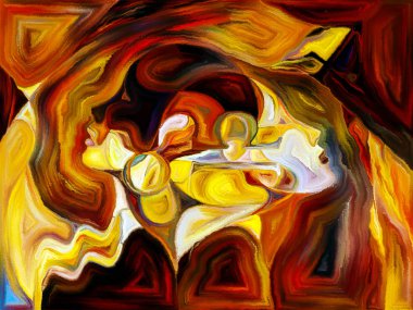 Vitray sonsuza dek serisi. İnsan profilleri, semboller ve renk desen tasarım, yaratıcılık ve hayal gücü projelerde kullanılmak üzere arka plan yapılmış