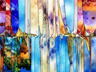 Lekeli Glass Forever serisi. Tasarım, yaratıcılık ve hayal gücü konularındaki çizgilerin, şekillerin ve renk kalıplarının etkileşimi