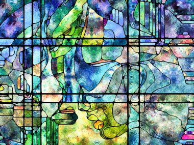 Kurşunlu cam desen serisi. Arka plan kompozisyon sanat, Uzay Bölümü ve tasarım konusunda vitray kavramı çalışmanın