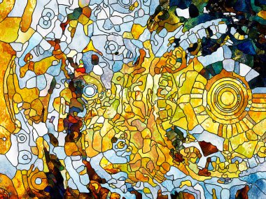 Kurşunlu cam desen serisi. Düzenleme vitray kavramının sanat, Uzay Bölümü ve tasarım konusunda eğitim