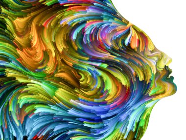 Hayal serisi boya. Kadın profili, yaratıcılık, hayal gücü, Maneviyat ve sanat konuda canlı boya ile idam