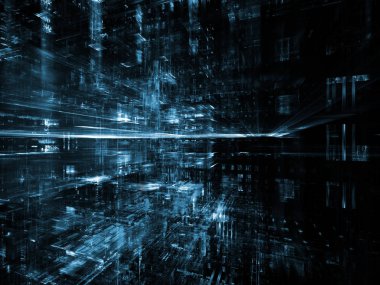 Sanal uzay serisi. 3d fraktal tasarım bilgi teknolojisi, bilgisayar ve iletişim konusunda perspektif içinde düzenlenmesi