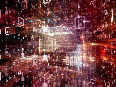 Dijital City serisi. Tasarım bilgisayarlar, bilim, sanal gerçeklik ve modern teknoloji konusunda bir metafor olarak üç boyutlu Fraktallar ve numaraları oluşur