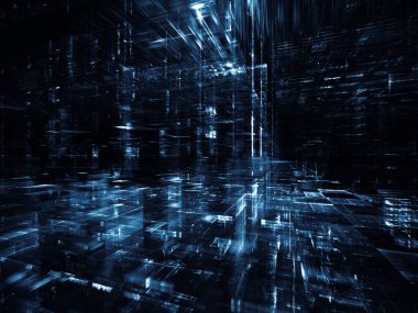 Sanal uzay serisi. Tasarım projeleri için fon olarak hizmet etmek için 3d fraktal tasarım perspektif içinde yapılmış bilgi teknolojisi, bilgisayar ve iletişim ile ilgili