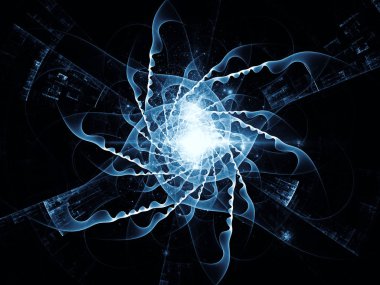 Fraktal girdap serisi. Konu tasarım, illüstrasyon, modern bilim ve teknoloji kavramı mecaz olarak ışık ve fraktal geometri kalıplarının yaratıcı düzenleme