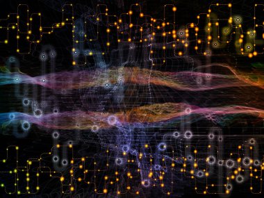 Bağlı dünya serisi. Ağ diyagramları, yüksek teknoloji semboller ve fraktal desenleri modern teknoloji, eğitim ve bilgisayar iletişim projeler için soyut kompozisyon