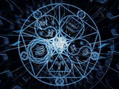 Astral bağlantı serisi. Zodyak ve fraktal geometri sembolleri yaratıcı düzenleme konu büyü, kutsal, gizli ve Astroloji kavramı mecaz olarak