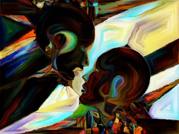 Stained Glass Forever Визуально Приятная Композиция Человеческих Профилей Символов Цветовых — стоковое фото