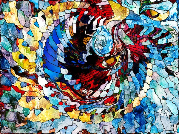 Glasmalerei Für Immer Serie Komposition Von Farbfragmenten Formmustern Und Symbolen — Stockfoto