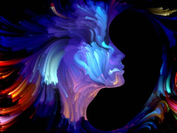 Boya serisi yüz. Tasarım projeleri için fon olarak hizmet etmek için renkli insan portresi yapılan sanat, hayal gücü, yaratıcılık ve feminizm için ilgili