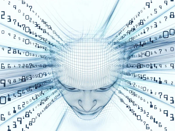 3D render - zihin alan serisi. Tel kafes insan modeli ve fraktal patters yapay zeka, bilim ve teknoloji projeleri için uygun bir zemin olarak başkanı bileşimi