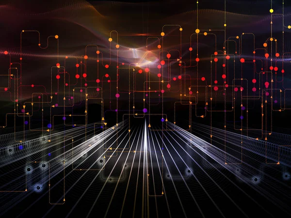 Bağlı dünya serisi. Ağ diyagramları, yüksek teknoloji semboller ve fraktal desenleri modern teknoloji, eğitim ve bilgisayar iletişim konusunda düzenleme