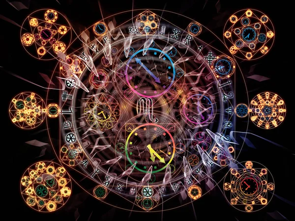 Zaman bağlantı serisi. Geçmiş, gelecek, zaman yolculuğu ve modern bilimin mecazi ilişki zaman ve fraktal geometri sembollerle bileşimi