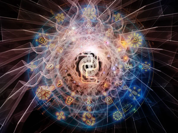 Sayısal bağlantı serisi. Arka plan kompozisyon büyü, matematik ve gizli konu numarası ve fraktal geometri sembollerin