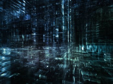 Sanal uzay serisi. 3d fraktal tasarım perspektif ve bilgi teknolojisi, bilgisayar ve iletişim projelerde kullanım için uygun zemin oluşur