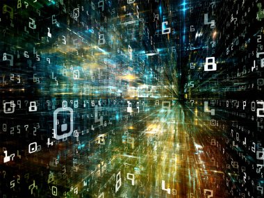 Dijital City serisi. Tasarım bilgisayarlar, bilim, sanal gerçeklik ve modern teknoloji konusunda bir metafor olarak üç boyutlu Fraktallar ve numaraları oluşur